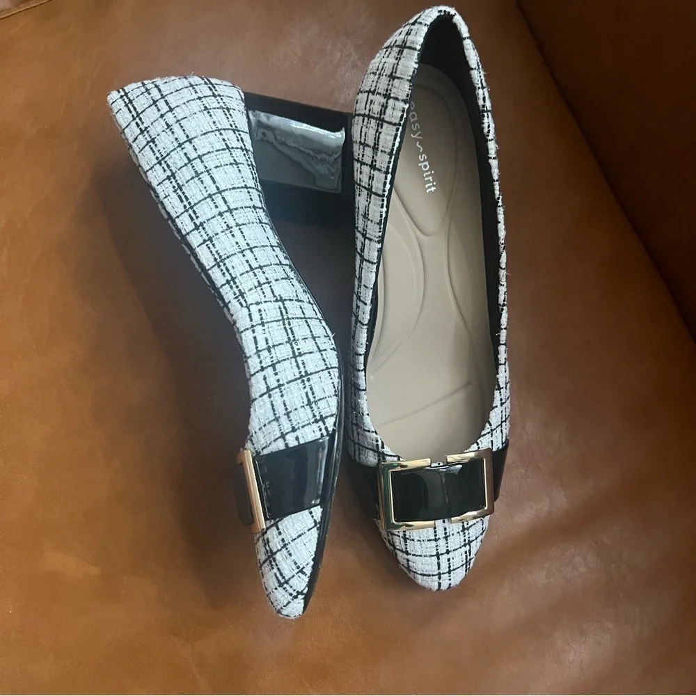 Easy Spirit Cheryl Dress Pumps Black Ivory Neutral Leather Office Formal Sz 10M - Picture 7 of 15